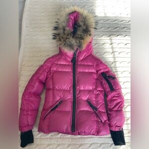 SAM. Girl’s size 4T Pink down jacket coat with real fur